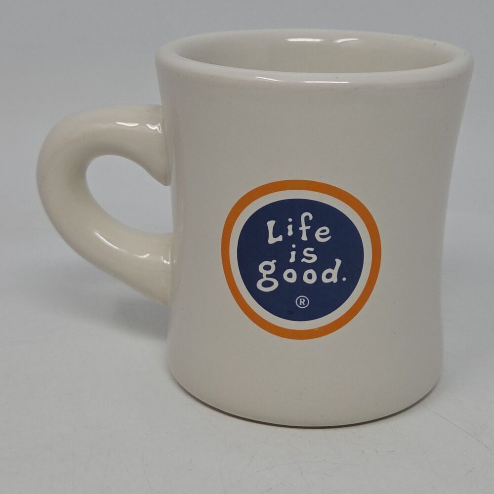 Life is Good Diner Style Coffee Mug Large Thick Walled Ceramic Iconic Round Logo